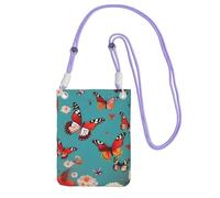 FGPkjh Hen Flying Butterflies Among Flowers - Bolso cruzado para teléfono, resistente al agua, para mujeres y hombres, accesorio de viaje para correr, Purple, Talla única