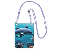 FGPkjh Hermoso bolso cruzado para teléfono con estampado de delfines del mundo submarino, resistente al agua, para mujeres y hombres, accesorio de viaje para correr, Purple, Talla única