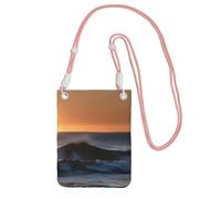 FGPkjh Last Sun Rays of Over The Sea Waves - Bolso cruzado para teléfono, resistente al agua, para mujeres y hombres, accesorio de viaje para correr, Pink, Talla única