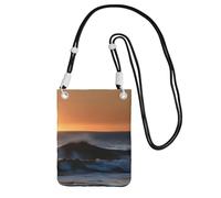 FGPkjh Last Sun Rays of Over The Sea Waves - Bolso cruzado para teléfono, resistente al agua, para mujeres y hombres, accesorio de viaje para correr, Black, Talla única