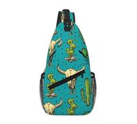 FGPkjh Mochila ligera con estampado de cactus y calavera de toro, bolsa cruzada en el pecho, bolsa diagonal, para correr, aventuras al aire libre