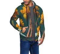 Fgpkjh National Parks - Sudadera con capucha suave con estampado de árboles y sol para hombre, chaqueta térmica para uso casual, al aire libre, gimnasio, viajes, Negro, XXL