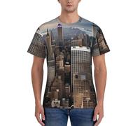 FGPkjh New York Fashion City Print - Camiseta clásica de manga corta para hombre, cómoda, para gimnasio, entrenamiento, actividades deportivas, Negro, S