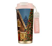 FGPkjh Taza de viaje de acero inoxidable con estampado de pueblo de carnaval de Navidad para oficina, camping, taza de café y bebidas