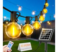 FGRYB Luces Solares LED Exterior Jardin 20M/65FT - Luz Solar Exterior Jardin IP65 Impermeable 26+2 G40 LED Plástico Bombillas con Control Remoto 8 Modos para Garten Patio Terraza Fiesta