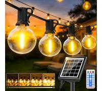 FGRYB Solares Guirnalda Luces Exterior Jardin - 20M Guirnaldas Luz Exterior Solar with Control Remoto LED Regulable Bombillas Exteriores Jardin G40 for Balcon Terraza Boda Fiesta