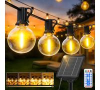 FGRYB Solares Guirnalda Luces Exterior Jardin - 45M Guirnaldas Luz Exterior Solar with Control Remoto LED Regulable Bombillas Exteriores Jardin G40 for Balcon Terraza Boda Fiesta