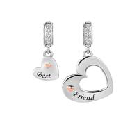 FGT 2PCS Love Heart Dangle Charms Compatible with Pandora Bracelets Mother Son Mum Daughter Sister Wife Auntie Niece Husband Birthday Friendship