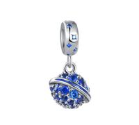 FGT Abalorio colgante de circonita cúbica azul celestial Star Planet compatible con pulseras Pandora, talla única, Cobre, No es una piedra preciosa