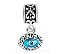 FGT Abalorio colgante de mal de ojo azul para mujer, compatible con pulseras Pandora Moments, Islam, Navidad, familia, hija, hermana