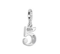 FGT Abalorio colgante de plata con números 0, 1, 2, 3, 4, 5, 6, 7, 8, 9 para pulseras Pandora, Navidad, aniversario, cumpleaños, regalo para mujeres, hija, hermana, amigas, talla única, Metal, Sin