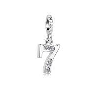 FGT Abalorio colgante de plata con números 0, 1, 2, 3, 4, 5, 6, 7, 8, 9 para pulseras Pandora, Navidad, aniversario, cumpleaños, regalo para mujeres, hija, hermana, amigas, talla única, Metal, Sin