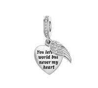 FGT Abalorio de corazón con alas de ángel para pulseras Pandora, Navidad, cumpleaños, citas conmemorativas, regalo de joyería para mujeres, hija, hermana, sobrina, nieta, talla única, Metal, No es una