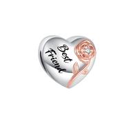FGT Abalorio de corazón con cita familiar de rosa con texto en inglés "Luck to Have You", compatible con pulseras Pandora, talla única, Cobre, No es una piedra preciosa