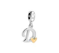FGT Abalorio de corazón dorado con 26 letras inglesas, compatible con pulseras Pandora, regalo para mujeres y niñas, familia, Navidad, cumpleaños, Zirconia cúbica, Circonita cúbica