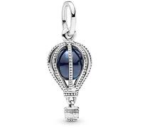 FGT Abalorio de globo aerostático azul compatible con pulseras Pandora Moments y collares, colgante para mujer, día de la madre, cumpleaños S925, Zirconia cúbica, Circonita cúbica