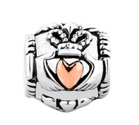 FGT Claddagh - Abalorio de Irlanda compatible con pulseras Pandora, manos, corazón, corona, amistad, amor, lealtad, mujeres, hermana, hija, niñas, cumpleaños, Cobre, No es una piedra preciosa