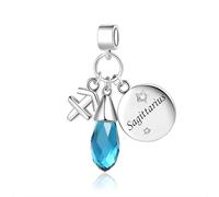 FGT Dijes colgantes del zodiaco con piedras natales brillantes que se ajustan a pulseras Pandora Charms Moments para cumpleaños de mujeres, talla única, Cobre, No es una piedra preciosa