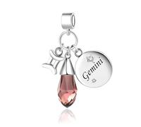 FGT Dijes colgantes del zodiaco con piedras natales brillantes que se ajustan a pulseras Pandora Charms Moments para cumpleaños de mujeres, talla única, Cobre, No es una piedra preciosa