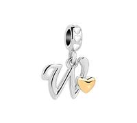 FGT Dijes de corazón dorado con 26 letras inglesas para pulseras, collares con nombre, alfabeto, compatible con pulseras Pandora, regalo para mujeres, niñas, mamá, familia, día de la madre, San
