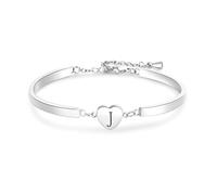 FGT Pulseras de plata con dije de corazón con inicial A-Z para mujer, Navidad, cumpleaños, joyería de regalo para hija, familia, amigos, ajustable, acero inoxidable, talla única, Metal, No es una
