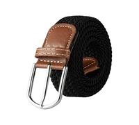 FGUJSUR 107cm 120cm 130cm Unisex Casual Knitted Pin Buckle Belt Woven Canvas Elastic Expandable Stretch Belts For Women Men Girdle(FB 3.3cmX107cm,Black)