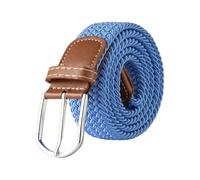 FGUJSUR 107cm 120cm 130cm Unisex Casual Knitted Pin Buckle Belt Woven Canvas Elastic Expandable Stretch Belts For Women Men Girdle(FB 3.3cmX120CM,Sky blue)