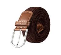 FGUJSUR 107cm 120cm 130cm Unisex Casual Knitted Pin Buckle Belt Woven Canvas Elastic Expandable Stretch Belts For Women Men Girdle(FB 3.3cmX120CM,Coffee)