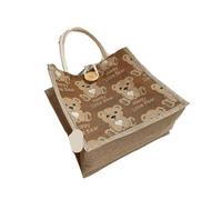 FGUJSUR Bolso De Lino Bolsa Almuerzo Compras Portátil Cosmética Bolsas Mujer Casuales Versátiles(B-Brown)