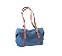 FGUJSUR Bolso de mano gran capacidad for mujer, bolso hombro vaquero, versión for axila, Retro Azul, almohada(Brown)