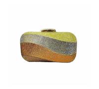 FGUJSUR Bolso de noche con diamantes arcoíris coloridos, cartera mano imitación, bolso femenino cristales for bodas, fiestas, banquetes y cenas gala(Gold)