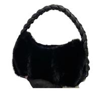 FGUJSUR Bolso Mujer Bolso de hombro lujo con textura peluda, bolso mano felpa color liso cremallera(Black)