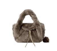 FGUJSUR Bolso Mujer Bolso de mano lujo piel sintética for mujer, bolso bandolera tipo cubo invierno, y esponjoso(Dark Grey)