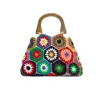 FGUJSUR Bolsos de hombro coloridos, tejidos a crochet, con flores clásicas y cuadradas moda hechos a mano