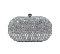 FGUJSUR Bolsos de noche for mujer: cartera mano con cristales y, ideal for bodas(SILVER)