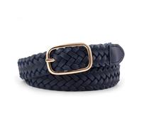 FGUJSUR Hand-woven Women's Square Buckle Belt Fashion Decoration Coat Jeans Women(Deep blue)