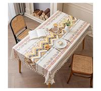 FGUJSUR Mantel Impermeable y Resistente al Aceite, Tela de algodón Lino, no Lavable, Estilo étnico, Mantel Rectangular con borlas for Homestay(Sunshine Coast,120x180cm)