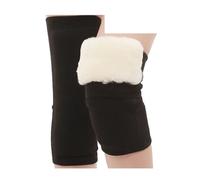 FGUJSUR Plush Knee Pads, Cold Protection, Joint Support, Pressurized Elastic, Sports, Warm, 1 Pair(Straight Black,M)