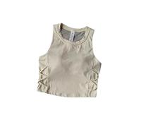 FGUJSUR Top de Pilates Chaleco Deportivo de Yoga Ajustado for Mujer, con Almohadilla Fija en el Pecho, Sujetador Transpirable for Gimnasio, Entrenamiento y Running(Ivory White,XL)
