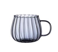 FGUJSUR Transparent Glass Cup Creative Coffee Tea Drinks Dessert Breakfast Milk Mugs Handle Drinkware Couple Gifts(Grey)