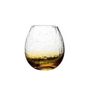 FGUJSUR Vintage Crystal Glass Cup, Egg-shaped, Ice Crack, Whiskey, Nordic Juice Bar Drink, Wine, Cold Water Cups, Personalit(Amber)