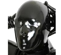 FGUOPLC LáTex Cabeza Cubrir MáScara Facial Completa LáTex MáScara de Cabeza Hecho a Mano Cremallera Trasera para Cosplay Unisex(Size:XL-70CM)