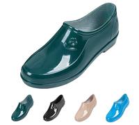 FGUUTYM Botas de lluvia cortas, botines de piel sintética, impermeables, cómodas, de goma, monocolor, planas, antideslizantes, de jardín, botines de goma, botines de bota de tobillo, verde, 40 EU