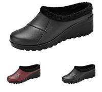 FGUUTYM Botas forradas de forro polar para mujer, para el tiempo libre, pies anchos, zapatos de invierno, antideslizantes, cómodos, impermeables, para interiores y exteriores, Negro , 36 EU