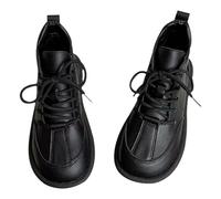 FGUUTYM Botines de piel sintética para mujer, estilo retro, botas cortas con cordones, botas bajas, medias botas altas para mujer, botas de entretiempo, botas de verano, Negro , 37 EU