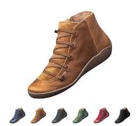 FGUUTYM Botines Otoño Mujer Planas Vintage Botas de Tobillo Botas Clásicas de Trabajo Punta Redonda Botas de Vaquero Botas Cortas con Suela Antideslizante Elegantes Prácticas Botas Occidentales