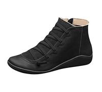 FGUUTYM Botines Otoño Mujer Planas Vintage Botas de Tobillo Botas Clásicas de Trabajo Punta Redonda Botas de Vaquero Botas Cortas con Suela Antideslizante Elegantes Prácticas Botas Occidentales