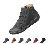 FGUUTYM Botines Otoño Mujer Planas Vintage Botas de Tobillo Botas Clásicas de Trabajo Punta Redonda Botas de Vaquero Botas Cortas con Suela Antideslizante Elegantes Prácticas Botas Occidentales, Grau2