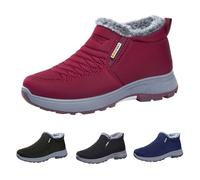 FGUUTYM Botines unisex de felpa para mujer, con forro cálido, para el tiempo libre, elegantes, con plataforma, botas de caña corta, para exteriores, trekking, impermeables, antideslizantes, para la