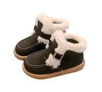 FGUUTYM Boys Toddler Little Kid Warm Furry Winter Ankle Flat Boot Snowproof Solid Color Boots Rubber Sole For Every Cold Day Winterstiefel Niño, Negro , 34 EU